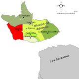 Localización de Vallanca respecto a la comarca de Requena-Utiel