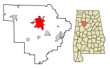 Ubicación en el condado de Walker y en el estado de Alabama Ubicación de Alabama en EE. UU.
