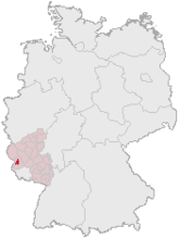 Mapa de Alemania, posición de Tréveris destacada