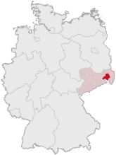 Mapa de Alemania, posición de Budyšin destacada