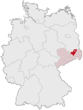 Mapa de Alemania, posición de Radeberg destacada