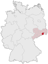 Mapa de Alemania, posición de Pirna destacada