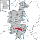 Mapa de Alemania, posición de Großaitingen destacada