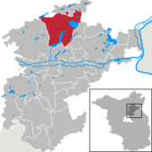 Mapa de Alemania, posición de Joachimsthal destacada