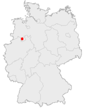 Mapa de Alemania, posición de Hilter am Teutoburger Wald destacada