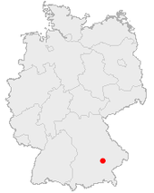 Mapa de Alemania, posición de Landshut destacada