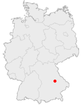 Mapa de Alemania, posición de Ratisbona destacada