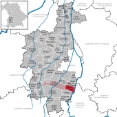 Mapa de Alemania, posición de Kleinaitingen destacada