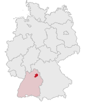 Mapa de Alemania, posición de Forchtenberg destacada