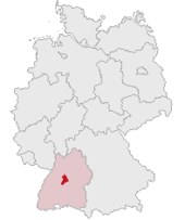 Mapa de Alemania, posición de Sindelfingen destacada