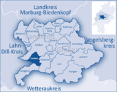 Mapa de Alemania, posición de Linden destacada