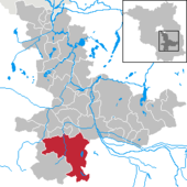 Mapa de Alemania, posición de Luckau destacada
