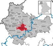 Mapa de Alemania, posición de Oberthulba destacada