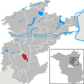 Mapa de Alemania, posición de Rüdnitz destacada