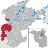 Mapa de Alemania, posición de Wandlitz destacada