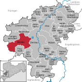 Mapa de Alemania, posición de Werdau destacada