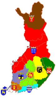 Historical provinces in Finland with coats of arms.png