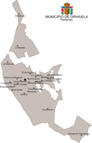 Localización de Hurchillo respecto al municipio de Orihuela