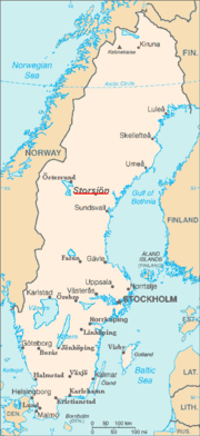 Mapa de situación del lago Storsjön en Suecia