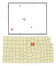 Ubicación en el condado de Ottawa en KansasUbicación de Kansas en EE. UU.