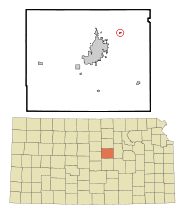 Ubicación en el condado de Saline en KansasUbicación de Kansas en EE. UU.