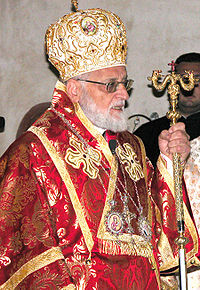 Patriarca Gregorio III durante una Divina Litugia.