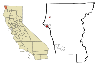 Del Norte County California Incorporated and Unincorporated areas Crescent City Highlighted.svg