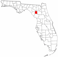 Mapa de Florida con el Condado de Gilchrist resaltado