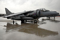 Un Harrier GR.7 de la RAF en la Base Aérea de Aviano.