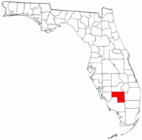 Mapa de Florida con el Condado de Hendry resaltado