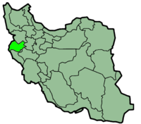 Mapa que muestra la provincia iraní de Kermanshah