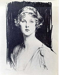 Lady Diana Manners, carboncillo dibujado por John Singer Sargent en 1914