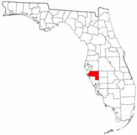 Mapa de Florida con el Condado de Manatee resaltado