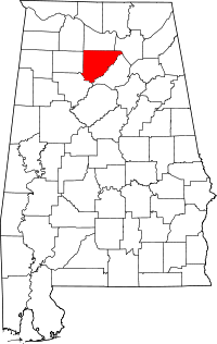 Mapa de Alabama con el Condado de Cullman resaltado
