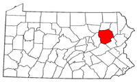 Mapa de Pennsylvania con el Condado de Luzerne resaltado