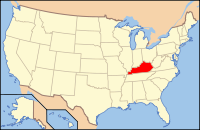 Mapa de los EE. UU. resaltando Kentucky