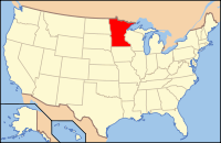 Mapa de los EE. UU. resaltando Minnesota