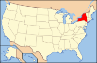 Mapa de los EE. UU. resaltando Nueva York