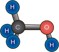 Estructura molecular del metanol.