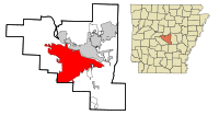 Pulaski County Arkansas Incorporated and Unincorporated areas Little Rock Highlighted.svg