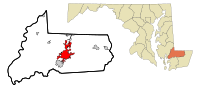 Ubicación de Salisbury en el estado de Maryland