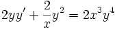 \qquad 2yy'+\frac{2}{x}y^2=2x^3y^4