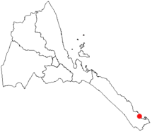 Localización de Asab en Eritrea