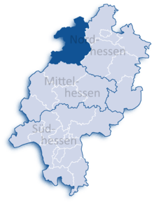 Lage des Landkreises Waldeck-Frankenberg in Hessen