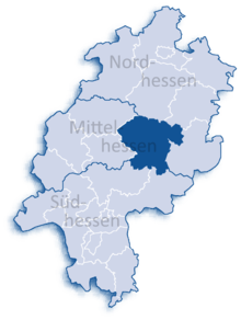 Lage des Vogelsbergkreises in Hessen