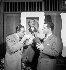 Shep Fields and Tex Beneke, Glen Island Casino, New York, N.Y., May 16, 1947 (William P. Gottlieb).jpg