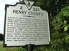 Virginia state historical marker Henry County Virginia.JPG