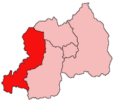 Ubicación de la provincia del oeste en Rwanda