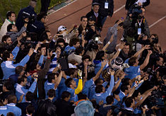 Los jugadores uruguayos celebrando la obtención del título.