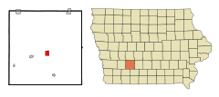 Ubicación en el condado de Adair y en el estado de Iowa Ubicación de Iowa en EE. UU.